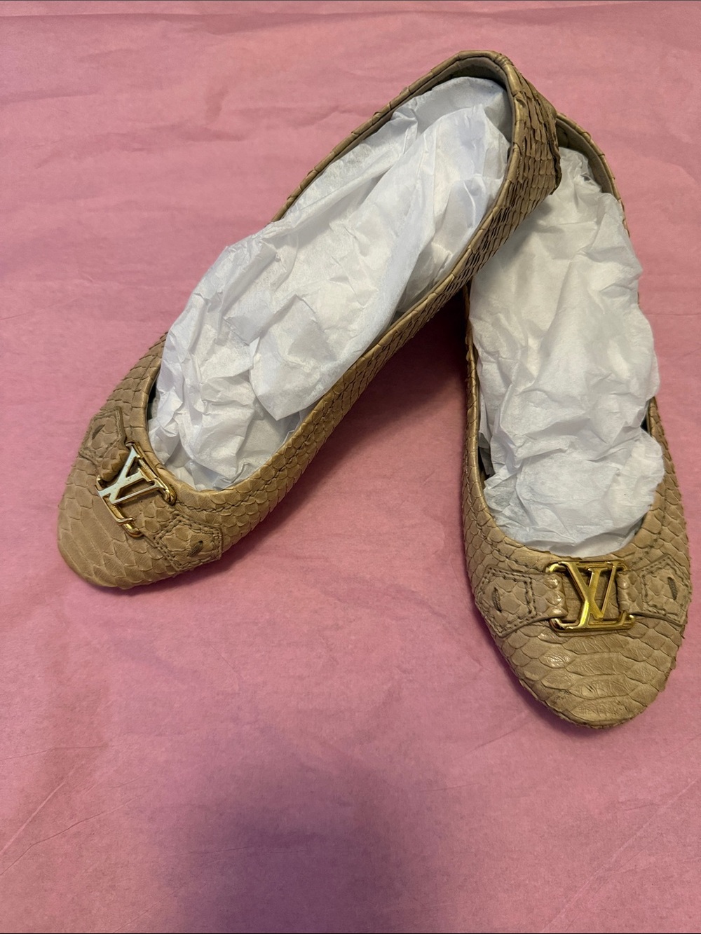 Louis Vuitton Snakeskin Leather Ballerina Authentic Ballerina Flats. Like New!